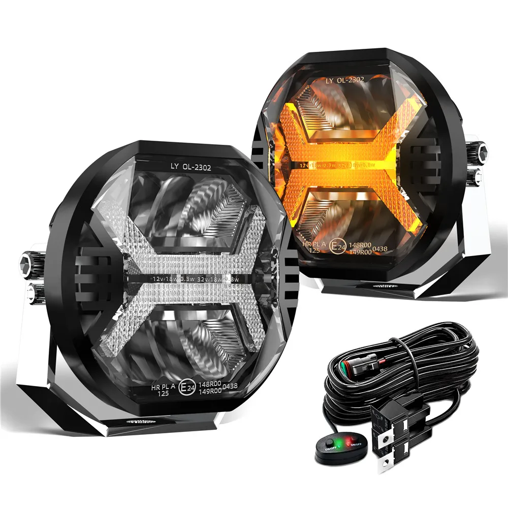 Супер янтарный светодиодный рабочий светильник Drl для автомобиля Jeep Wrangler 12 В, светодиодный прожектор, вспомогательные фонари для Lada Niva, внедорожного грузовика, внедорожника, квадроцикла