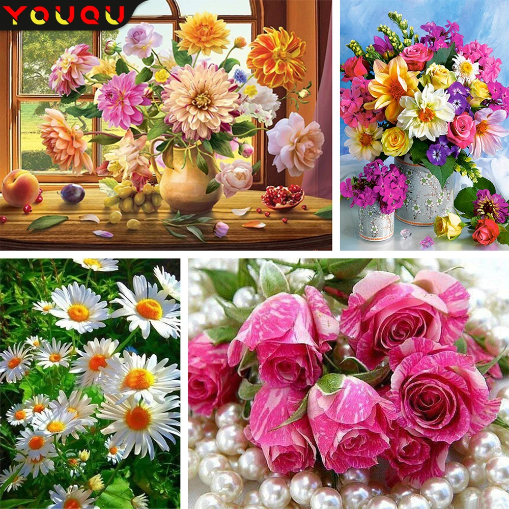 

5D Diamond Painting Flower Embroidery Full Round Square Diy Diamond Mosaic Cross Stitch Kits Home Decor