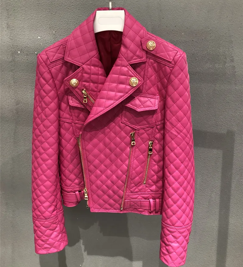 Women's Motorcycle Leather Jacket Spring Autumn New Slim Genuine Sheepskin Coat Casual Lady Fashion Outerwear