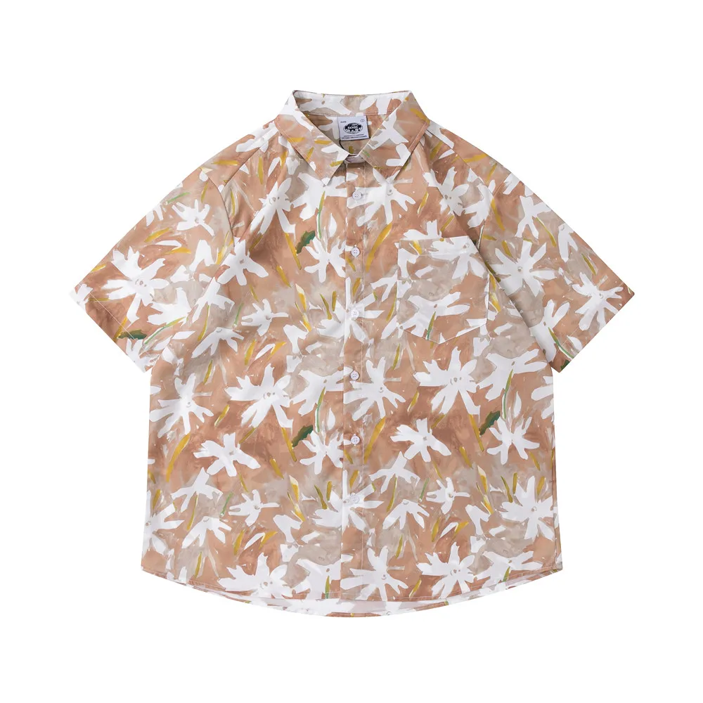 

OSCN7 Casual Printed Short Sleeve Shirt Men Street 2022 Hawaii Beach Oversize Women Fashion Harujuku Shirts for Men 3515