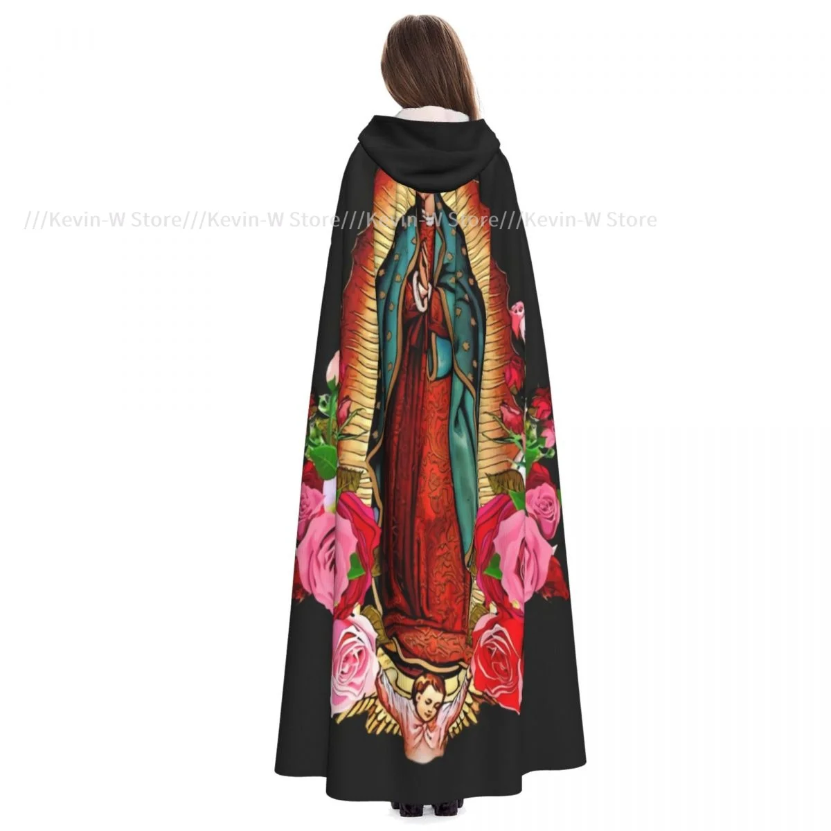 Плащ для взрослых накидка с капюшоном богородица Дева Мария принт средневековый