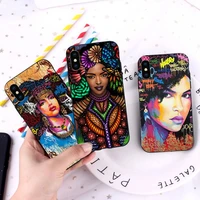 doodle black women fashion girl phone case for iphone 12 11 13 7 8 6 s plus x xs xr pro max mini shell