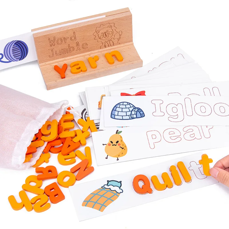 

Children's English Word Kindergarten Spell Word Recognition Letter Numbers Baby Early Education Teaching Aids Toys Gift for Kids
