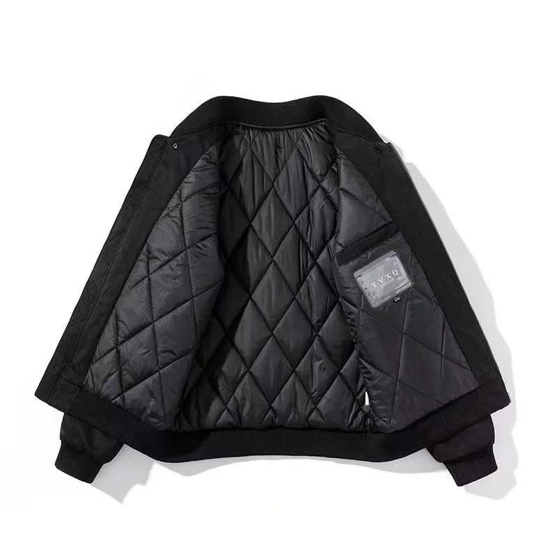 2022 New Autumn Winter Men'S Jacket Unisex Couple Loose All-Match Baseball Collar Bomber Jacket Cotton Clothes Detachable Hat