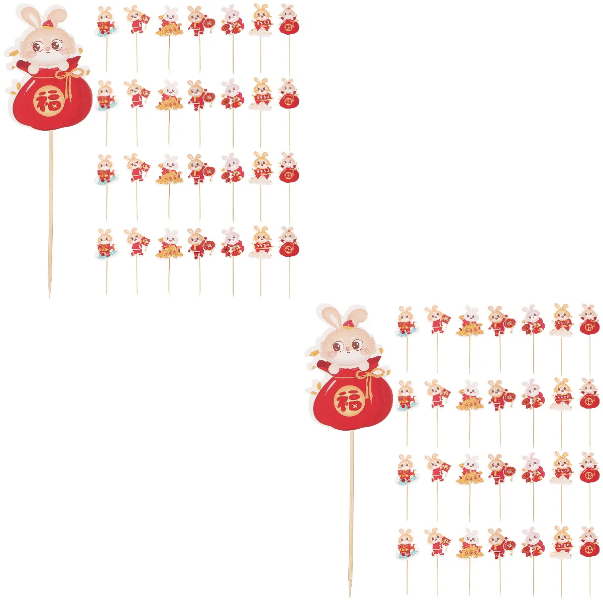 

Chinese New Year Cupcake Picks Bunny Rabbit Decorations Fu Topper Years Eve Party Supplies Lunar