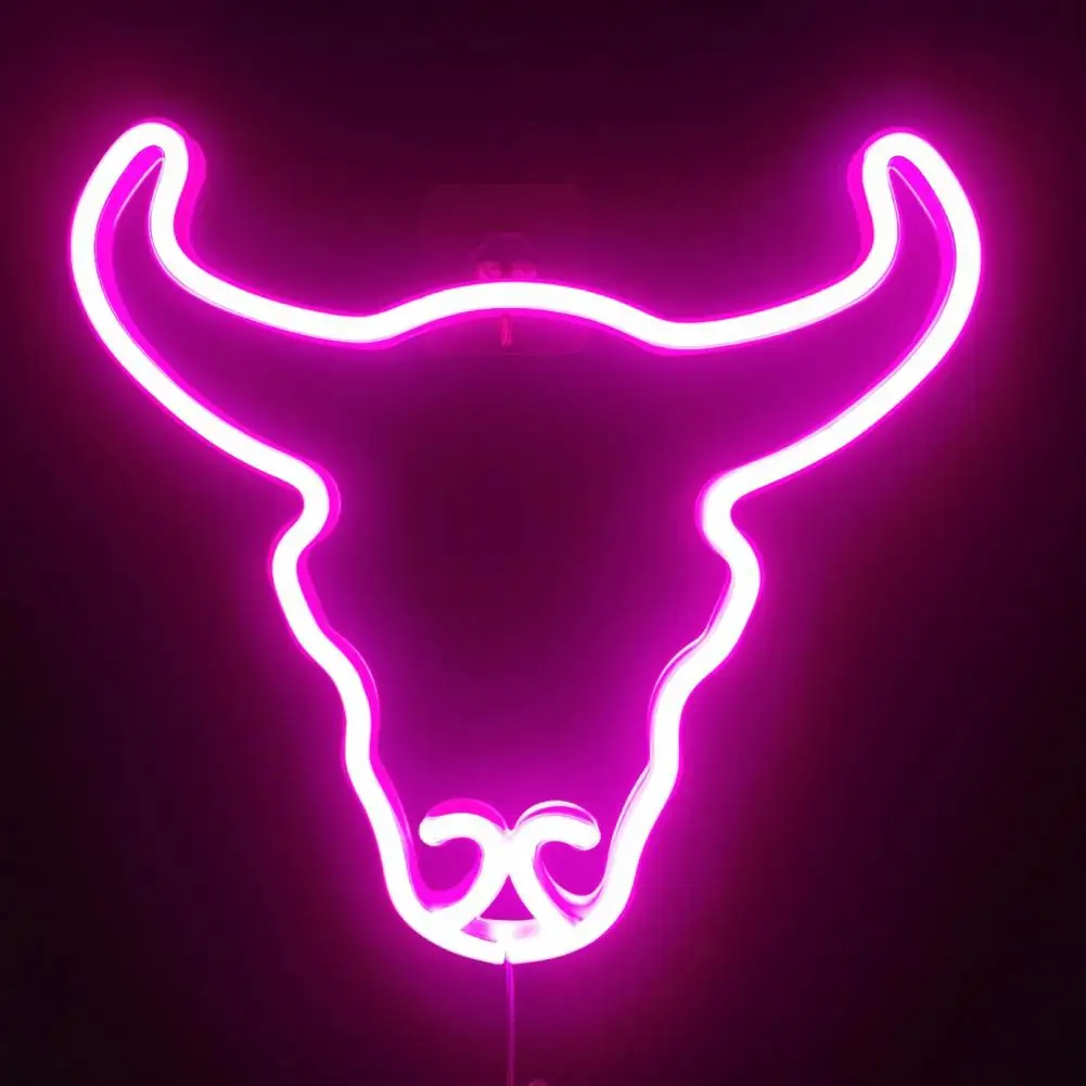 

Led Neon Lamp Non-glaring Flicker Free Bull Head Neon Sign Lamp Usb/battery Operated Desktop Decoration 3 Years of Seller