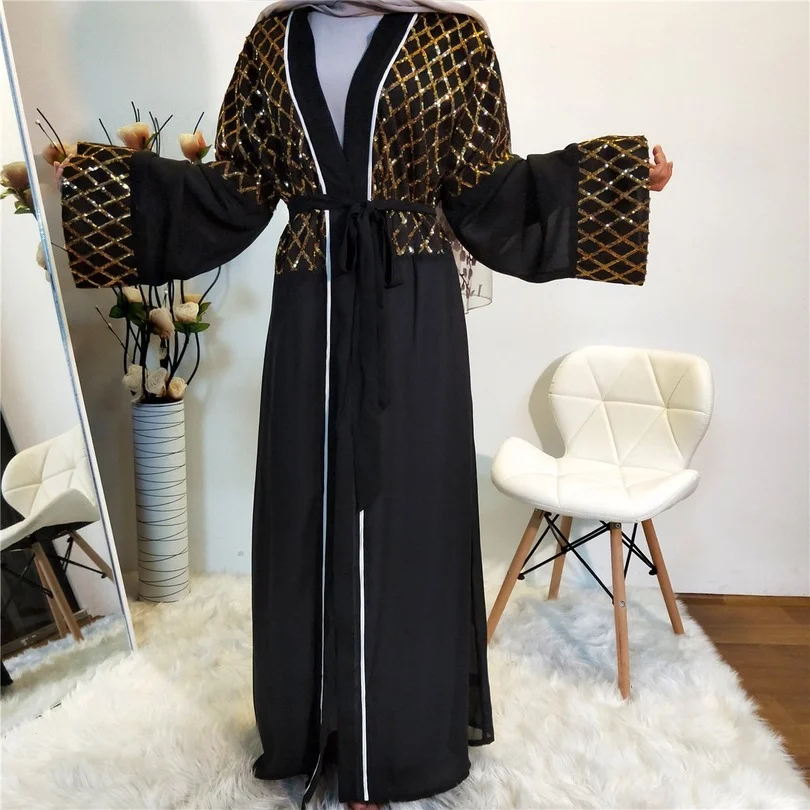 Шифоновые кружевные кимоно Abaya Дубай Кафтан мусульманский для женщин женская