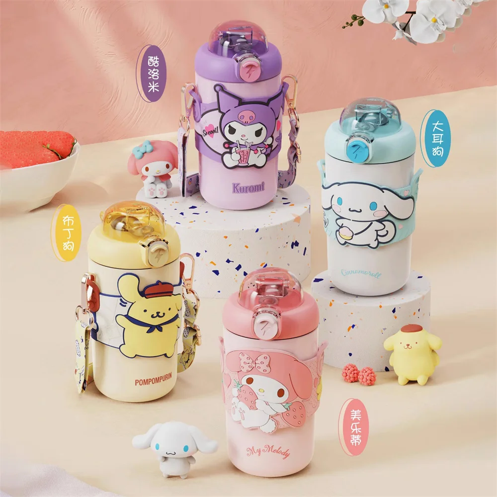 

380 мл Kawaii Sanrio Kuromi My Melody Cinnamoroll Purin Dog аниме Детская кружка для воды из нержавеющей стали 316