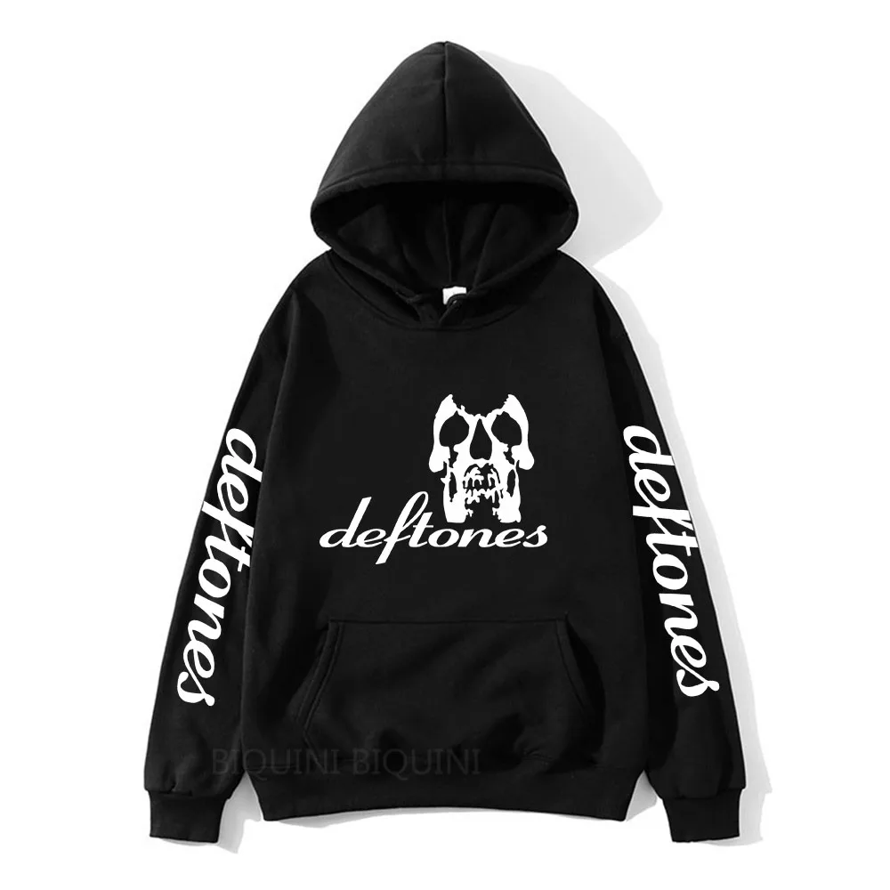 

Punk Rock Band Deftones Skull Black Hoodie Men Vintage Pullovers Casual Fleece Hip Hop Gothic Streetwear Sweatshirts with Hooded
