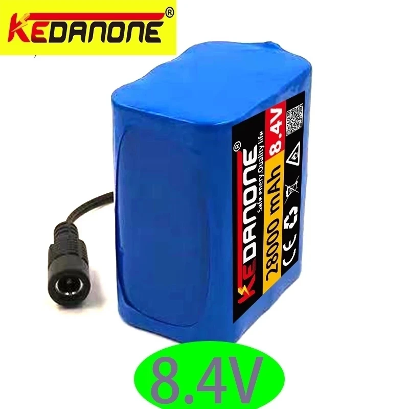 

New 18650 Battery 8.4V 28000Mah 28Ah 6X18650 Lithium Ion Rechargeable Battery Pack For Bicycle Light Headlamp