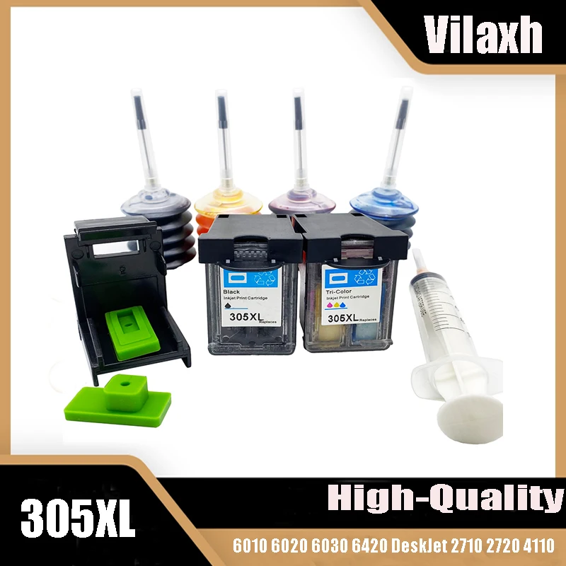 

Vilaxh For HP 305XL Refilled Ink Cartridge for HP 305 XL HP305 ENVY 6010 6020 6030 6420 DeskJet 2710 2720 4110 4120 4130