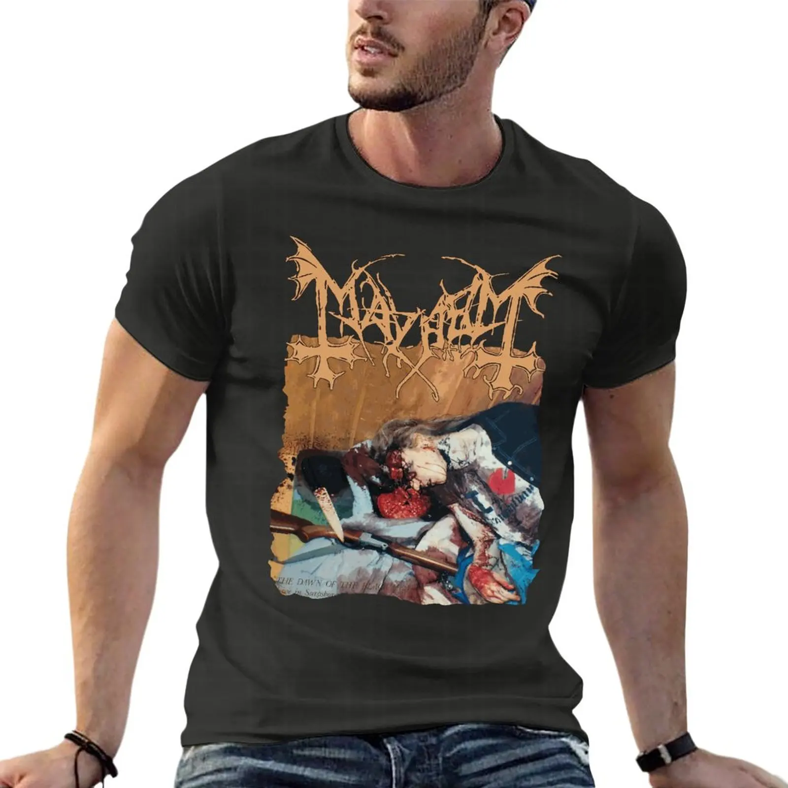 Mayhem Death Metal Band Oversized T Shirts For Mens Clothing 100% Cotton Streetwear Plus Size Top Tee