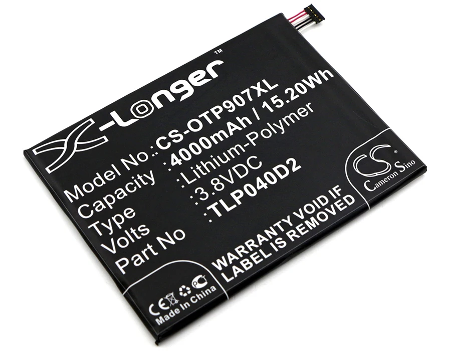 

CS 4000mAh / 15.20Wh battery for Alcatel 9007T, One Touch Pixi 3 7, OT-9007 TLP040D2