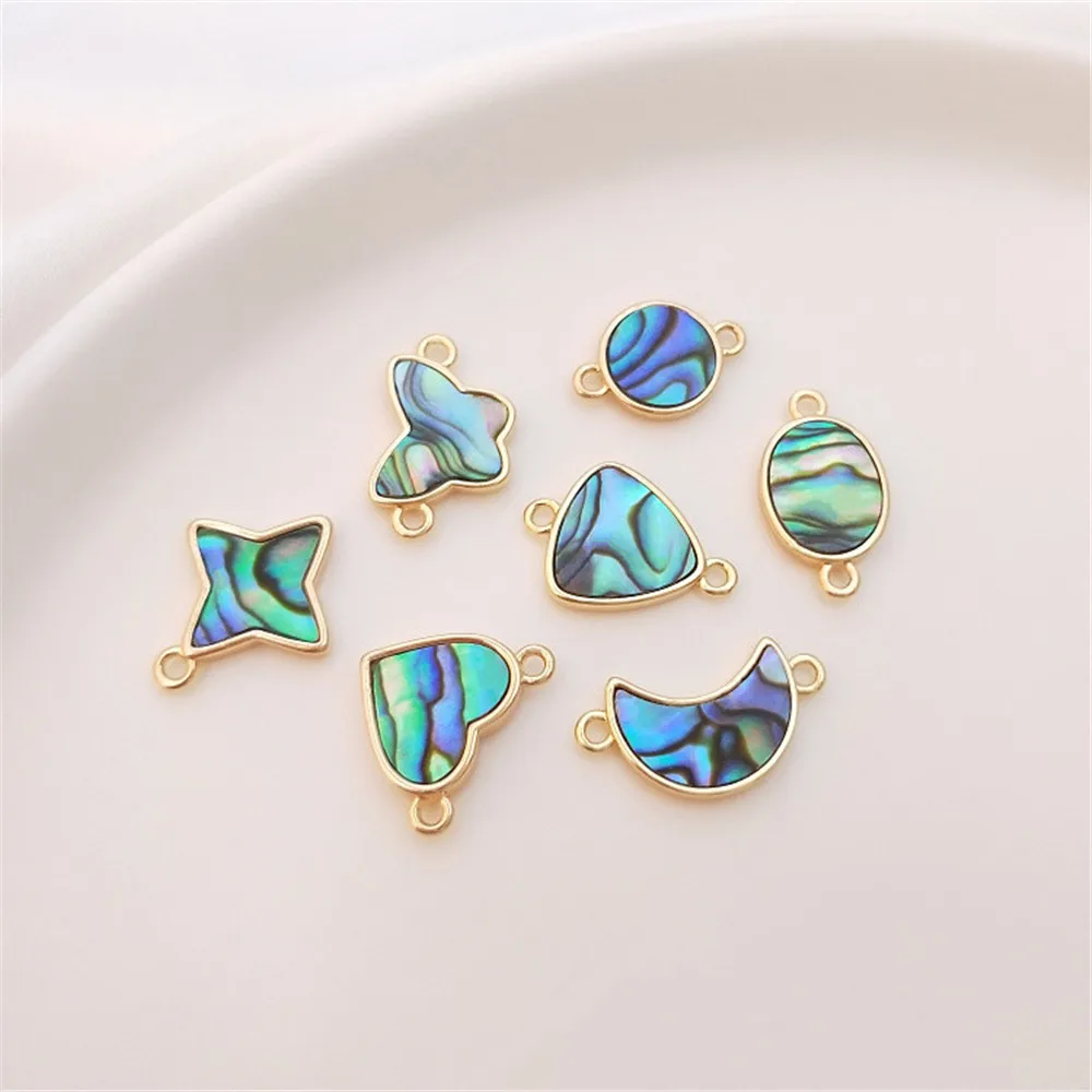 

14K Gold Filled Plated Inlaid with natural abalone, star, moon and butterfly heart shaped accessories DIY necklace pendant