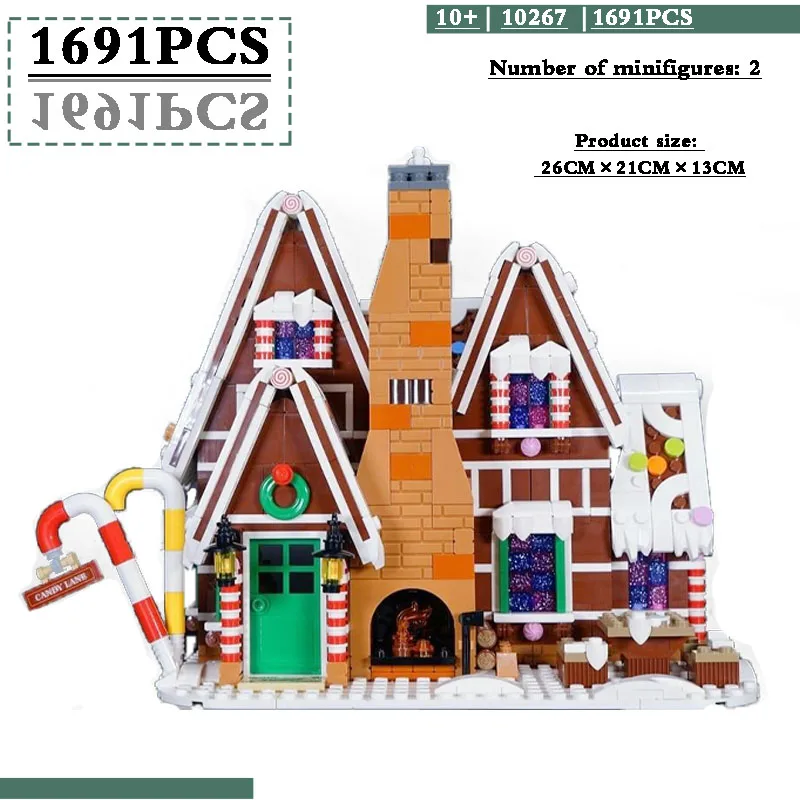 

19075 gingerbread house bricks santa claus elk gingerbread men compatible with 10267 brick children gifts