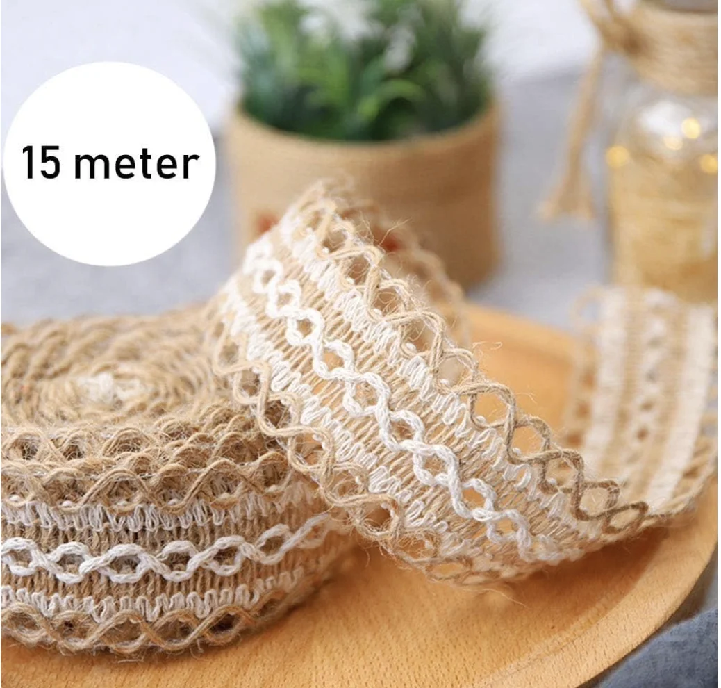 Рождественская мешковиная кружевная отделка натуральные кружевные ленты из