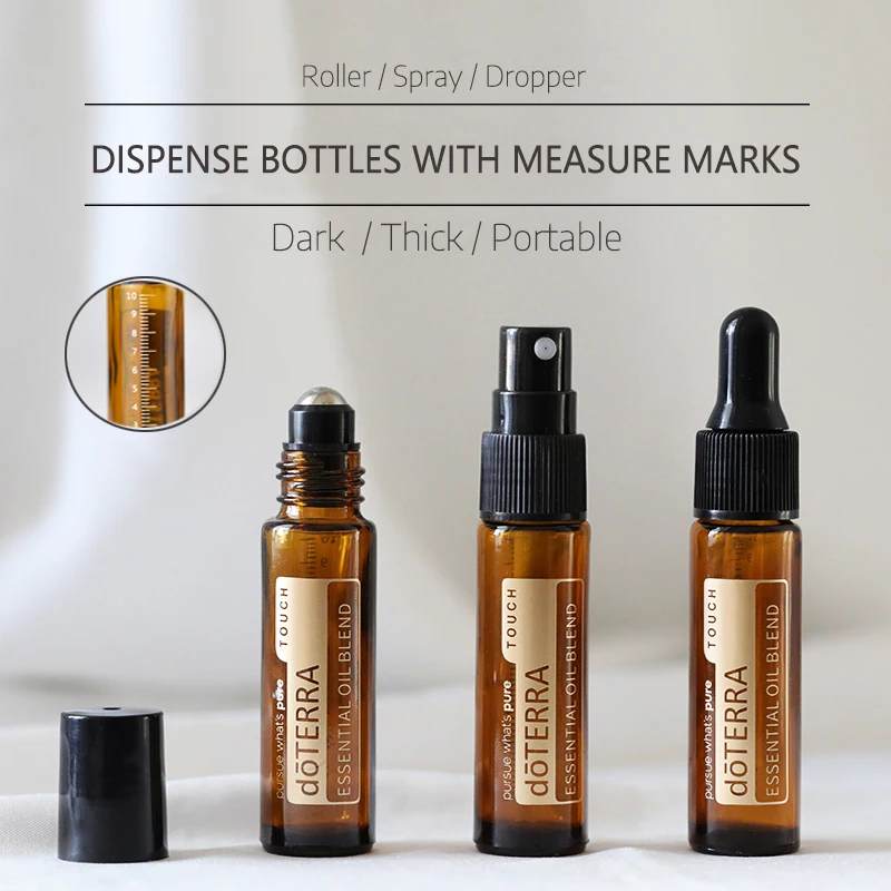 

6Pcs 10ml Essential Oil Bottle doterra Amber Thick Glass Roller Bottle Perfume Spray Bottle Dropper Bottle Travel sub-bottling