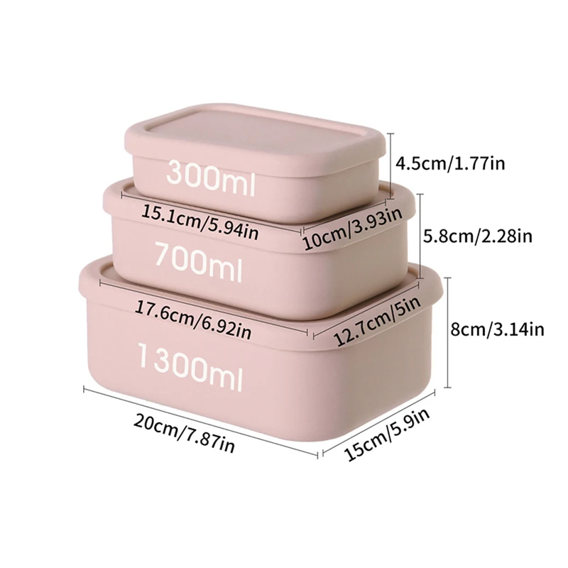 Контейнер для еды с крышкой 300/700/1300 мл