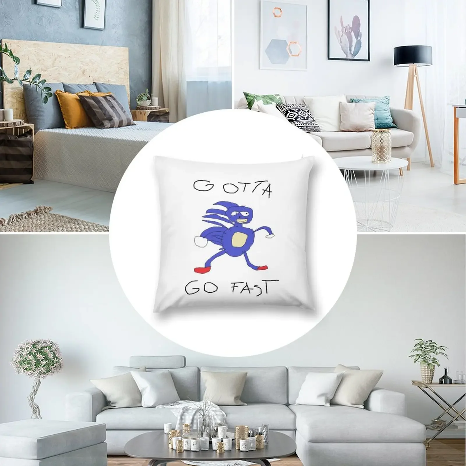 Gotta go fast Sanic Забавная футболка с мемом Подушка в клетку Диван