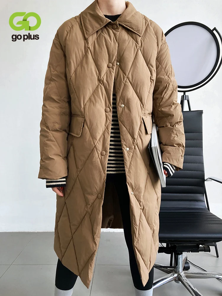 GOPLUS Women's Coats 2023 Korean Style Winter Qulited Padding Jacket Argyle Parkas Dames Jassen Doudoune Longue Pour Femme