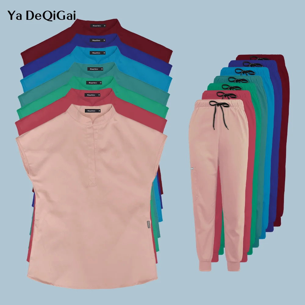 

Модный набор скрабов для женщин, Рабочая Униформа с коротким рукавом для кормления, рабочая одежда для доктора, рабочая одежда для хирургии, косметологический костюм для салона