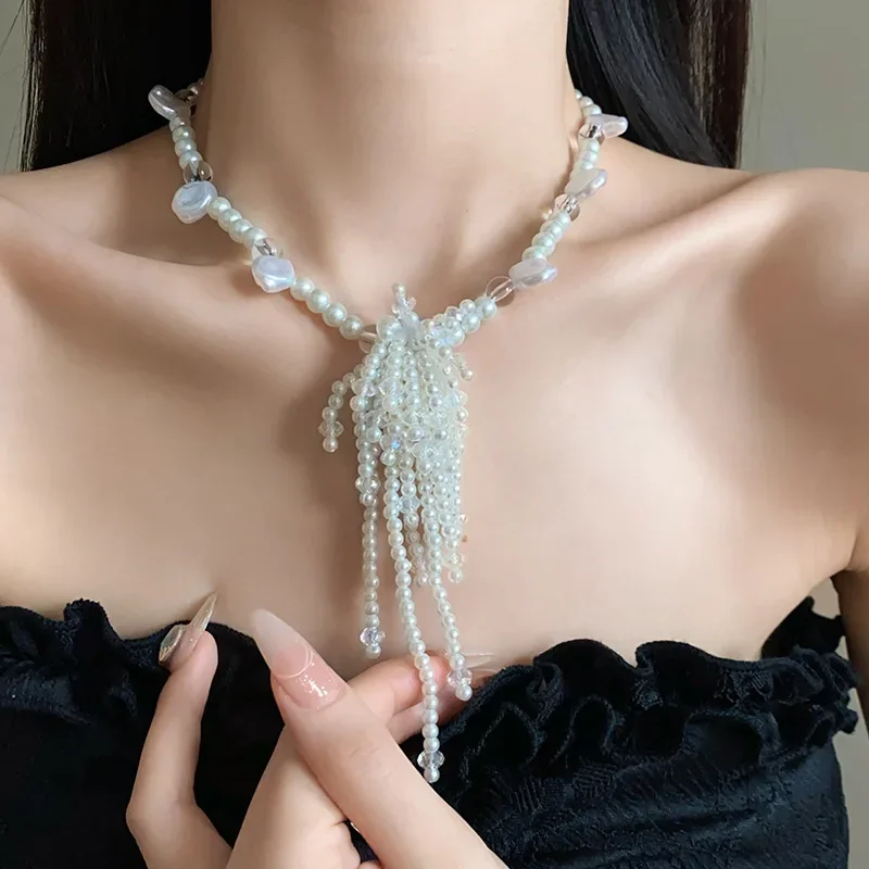 Ожерелья Draweye с жемчугом для женщин нестандартные кисточки винтажные элегантные