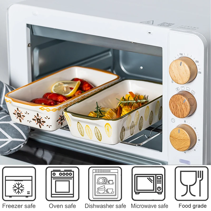 Прямоугольные овальные керамические формы для выпечки с ручками экологически