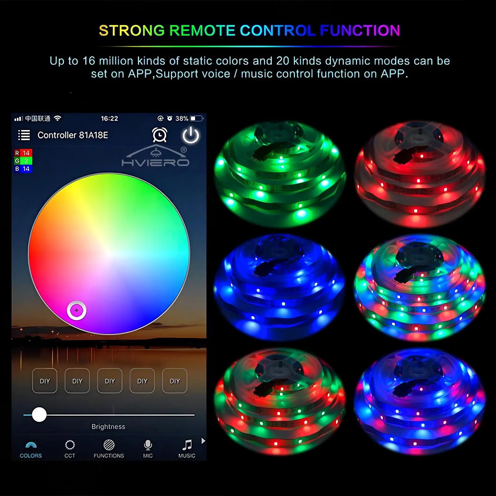 10 м светодиодная лента 5050 RGB Light Гибкая в полоску DC 12 В Диодная 24/44 клавиши