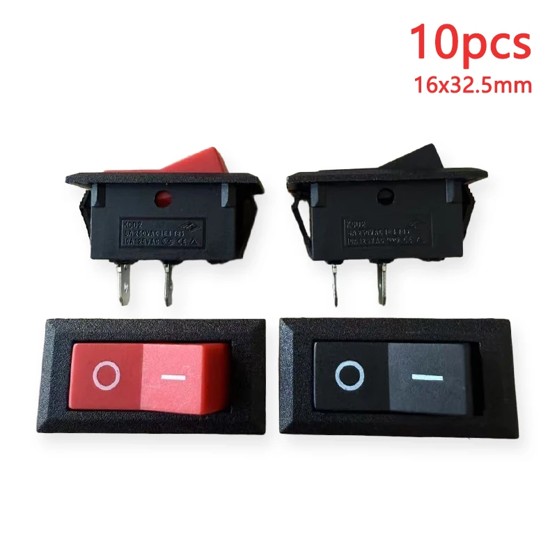 

10 шт. KCD2 переключатель 2-контактный черный/красный 6A 250В