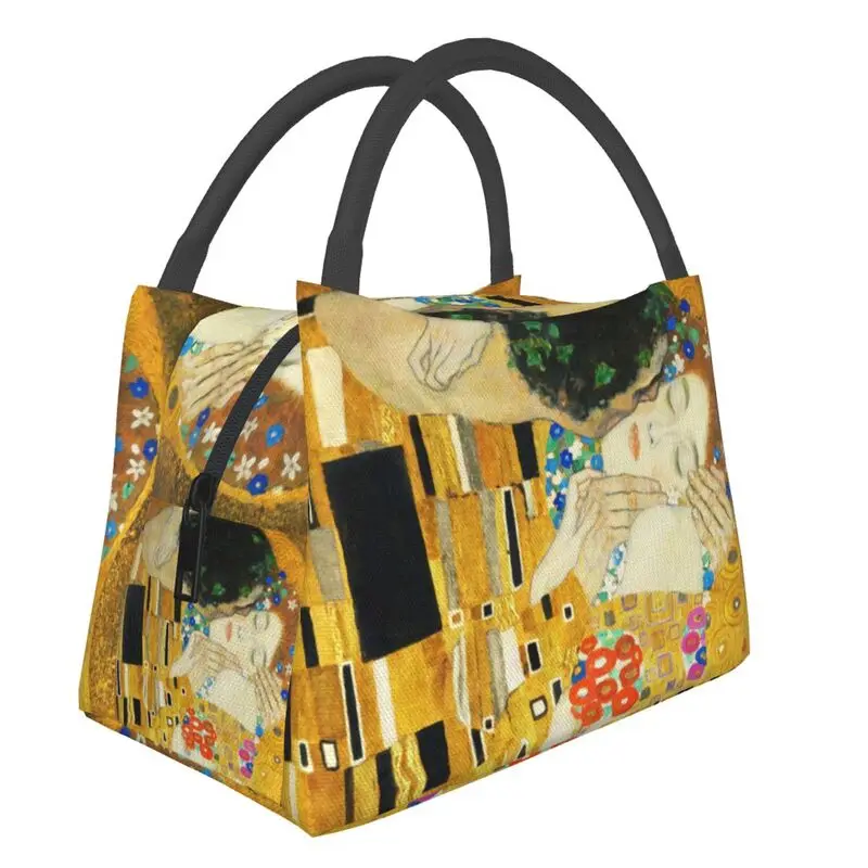 

Klimt Kiss Portable Lunch Boxes Women Waterproof Gustav Klimt Freyas Art Cooler Thermal Food Insulated Lunch Bag Container