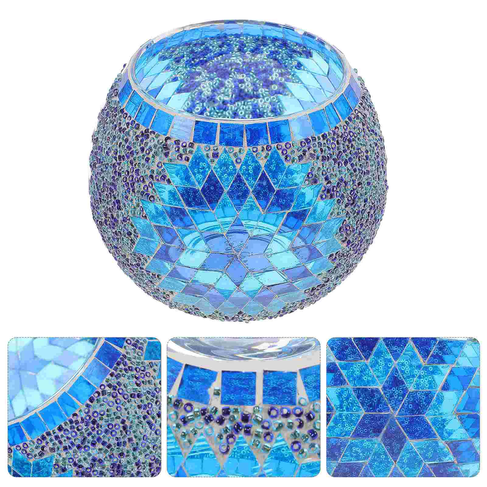 

Tuba Ornament Crystal Holder Table Potted Plants Bowl Mosaic Glass Vase Scented Holder