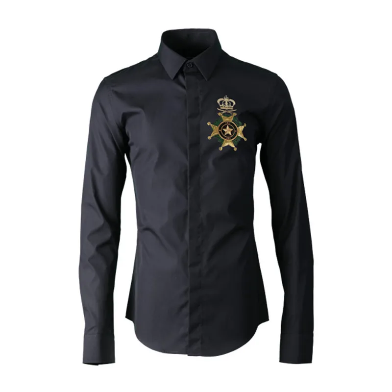 High Quality Luxury Shirt Men 2022 Spring Autumn Embroidery Fashion Men's Fitted Cotton Men Shirts Men's Casual Business Shirts