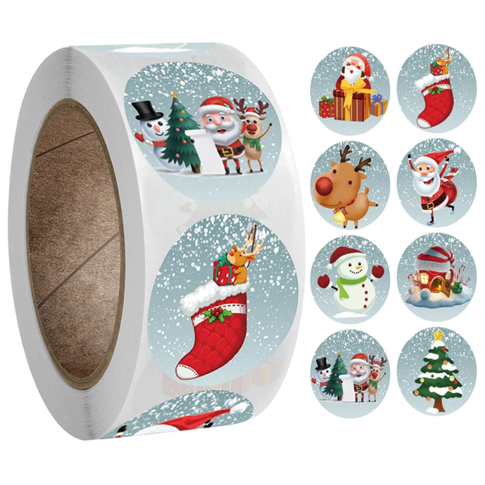 

500pcs/Roll Christmas Party Sticker Goodies Treat School Candy Bags Stickers 2023 Xmas Decoration 1 Inch