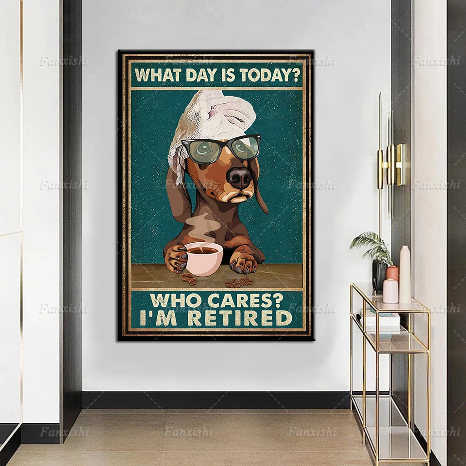 

Hd Print Vintage Canvas Painting What Day Is Today Who’S Care I’M Tired Cat Poster, Funny Cat Poster, Gift For Cat Lover