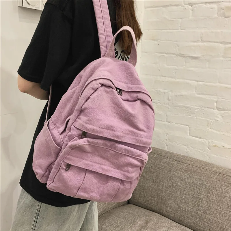 

Schoolbag Female ins Port Fengsen Department Vintage Distressed College Student Backpack Female Fashion Canvas Backpack