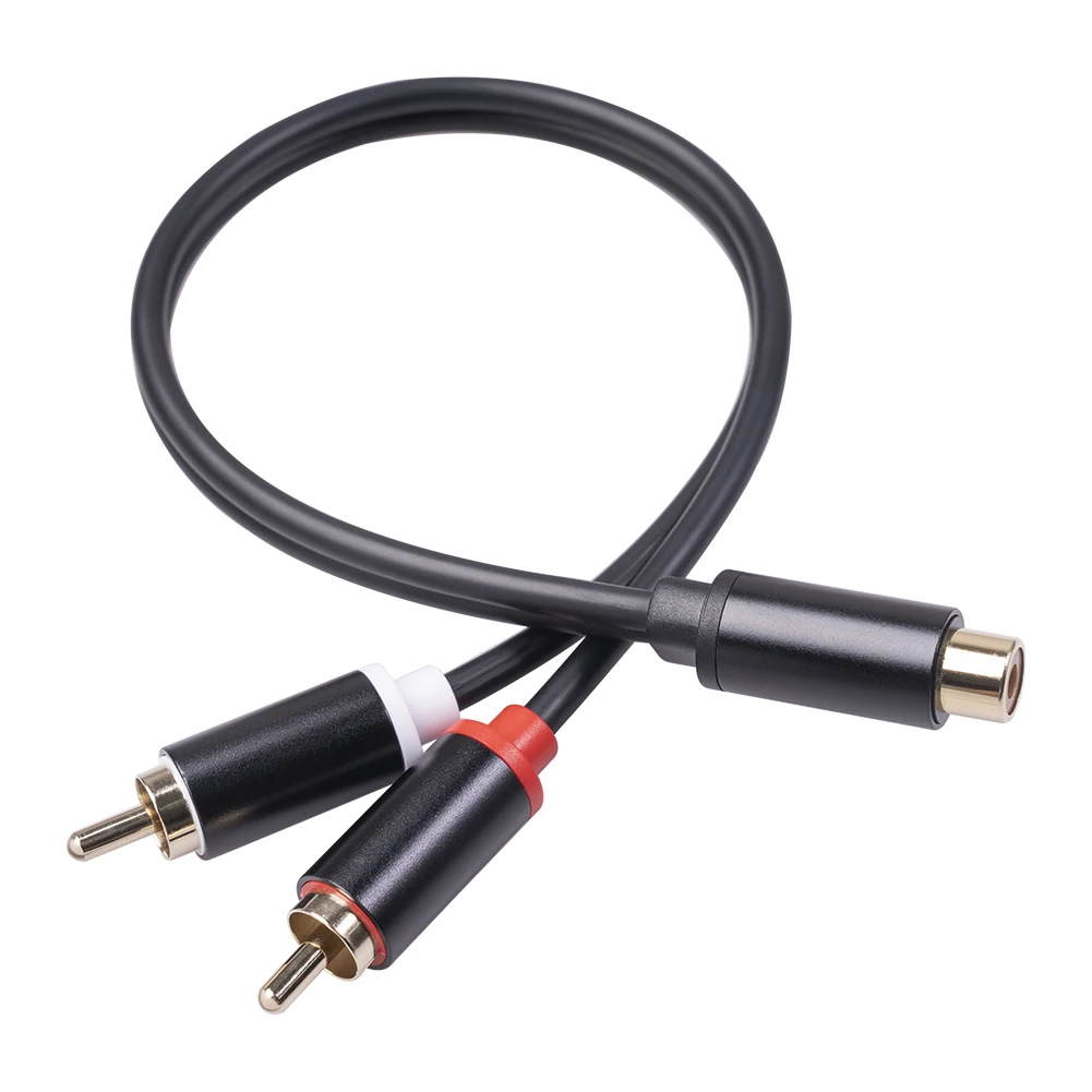 

1 RCA Female to 2 RCA Male Y Stereo Audio Cable Replacement for Car Speaker Amplifier 29cm RCA Male Connectors Audio Cable