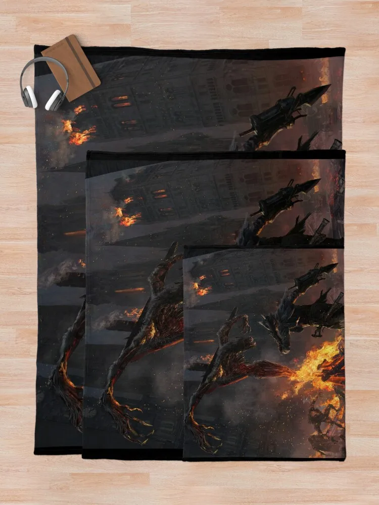 Фланелевое одеяло The Burning of Old Yharnam на заказ винтажные декоративные одеяла для