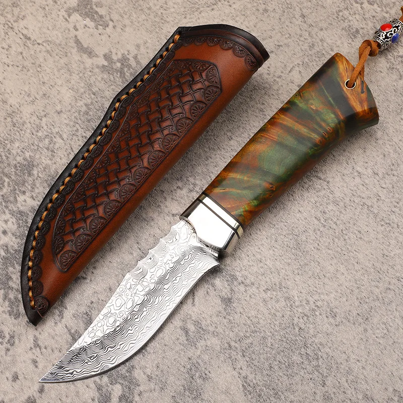 Тактический нож VG10 из дамасской стали клинок с фиксированным лезвием охотничьи
