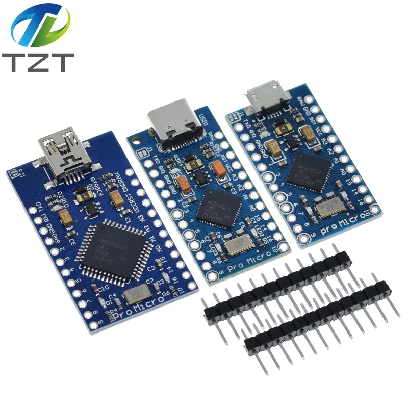 TZT Pro Micro ATmega32U4 5V 16MHz Replace ATmega328 For Arduino Mini With 2 Row Pin Header Leonardo Usb Interface - купить по