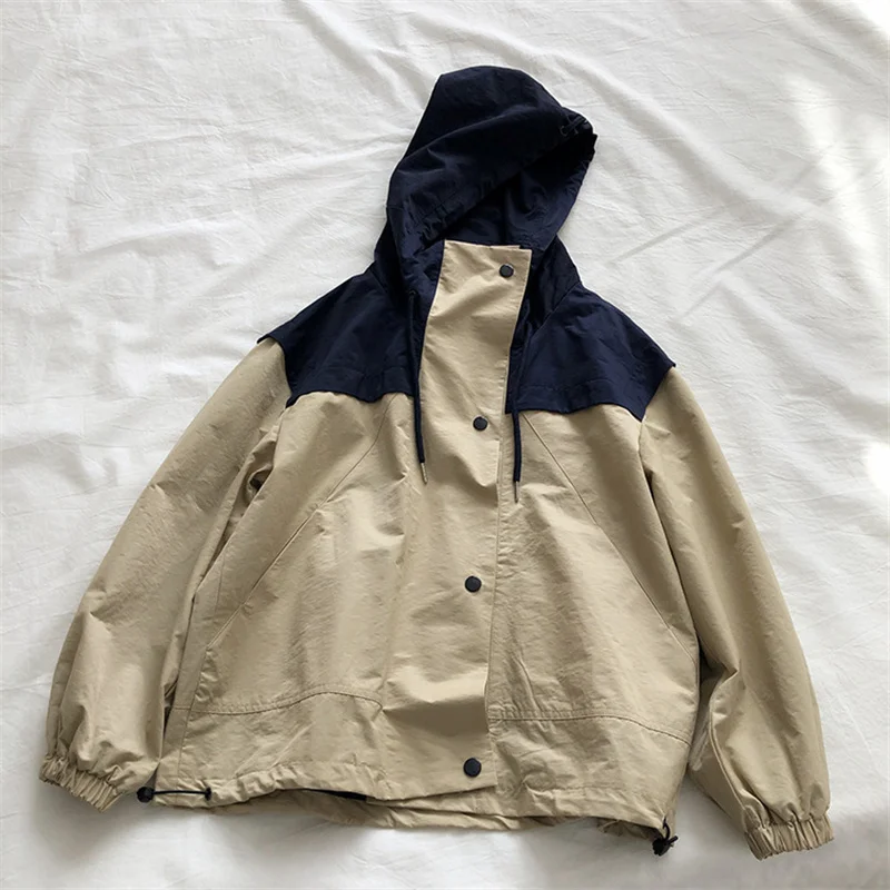 

High Quality Simple style hooded jacket for women 2022 NEW all-match loose casual hooded windbreaker jacket women's autumn K312