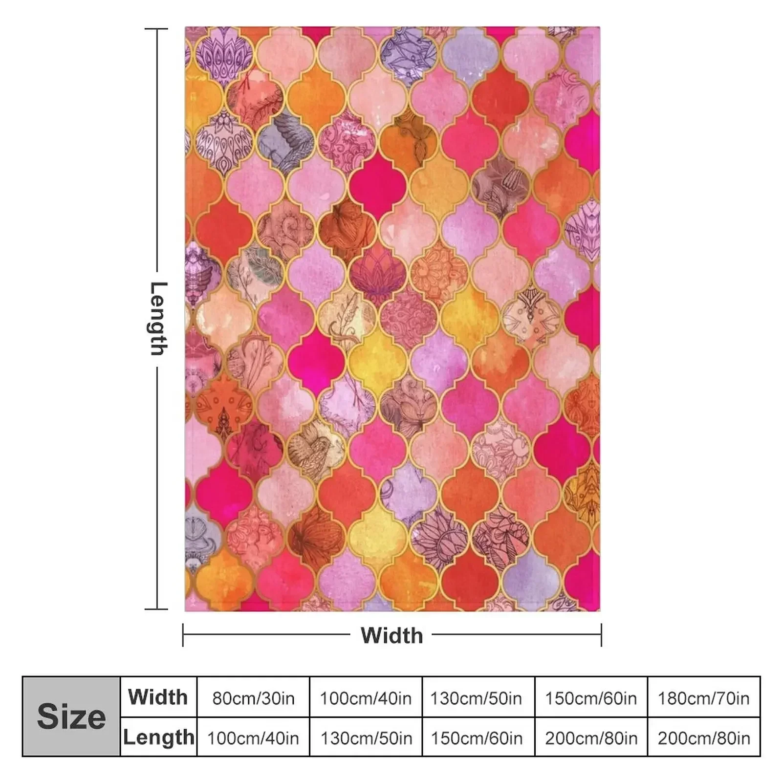 Ярко-розовое золото мандариновое и серо-коричневое декоративное одеяло с узором