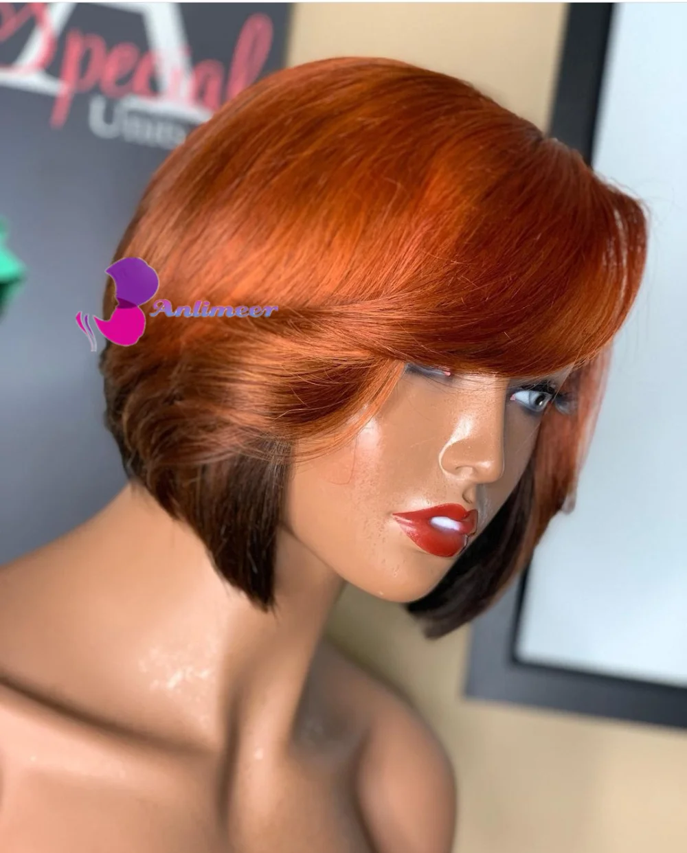 

Left Side Part of Ombre Ginger Lace Front Wigs Human Hair 4X4 Silk Base Scalp Wig Colored Wig Ginger Human Hair Wig for Women