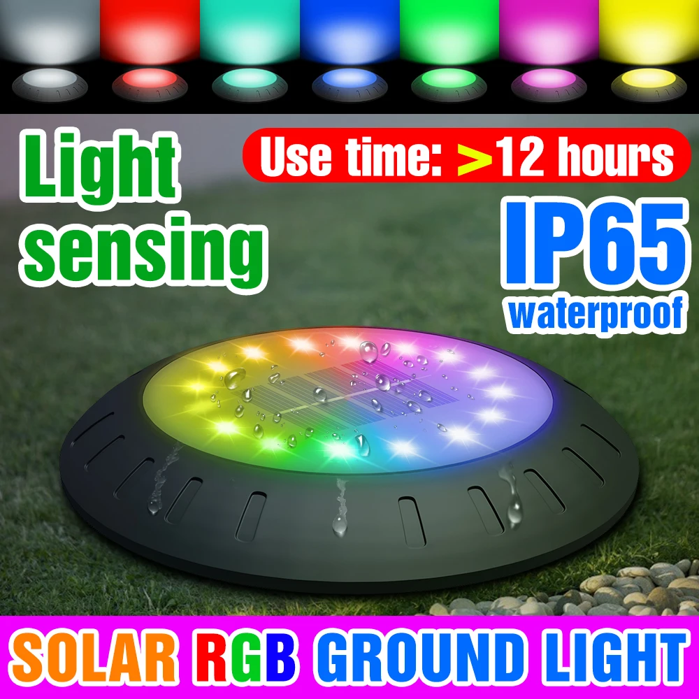

IP65 Outdoors Waterproof LED Solar Lights Garden Decoration RGB Underground Lamps Sunshine Powered Buried LED Solar Deck Lamp