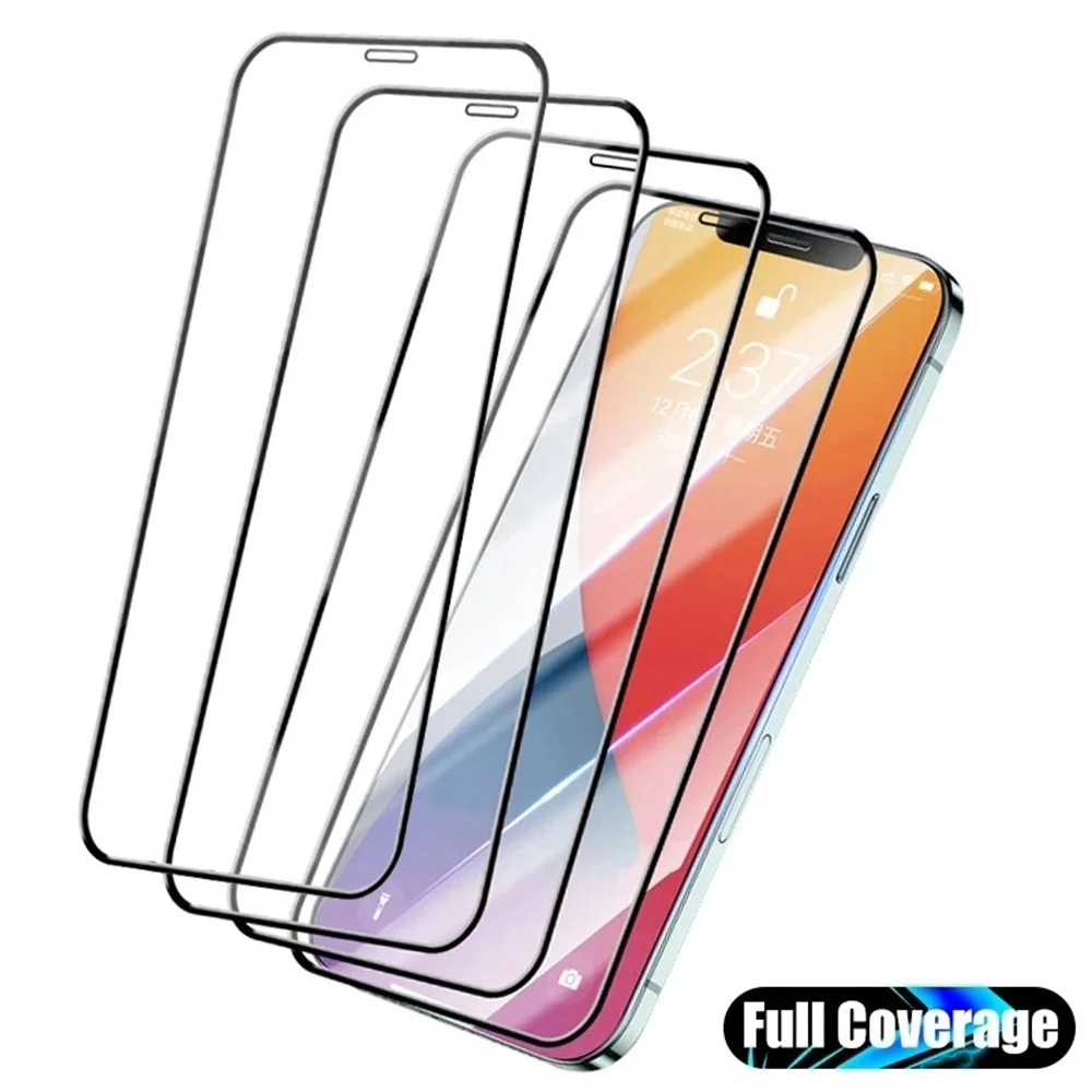100Pcs Full Cover Screen Protector For iPhone 14 13 12 11 Pro Max Mini XR X XS MAX Tempered Glass on For iPhone 7 8 14 Plus SE