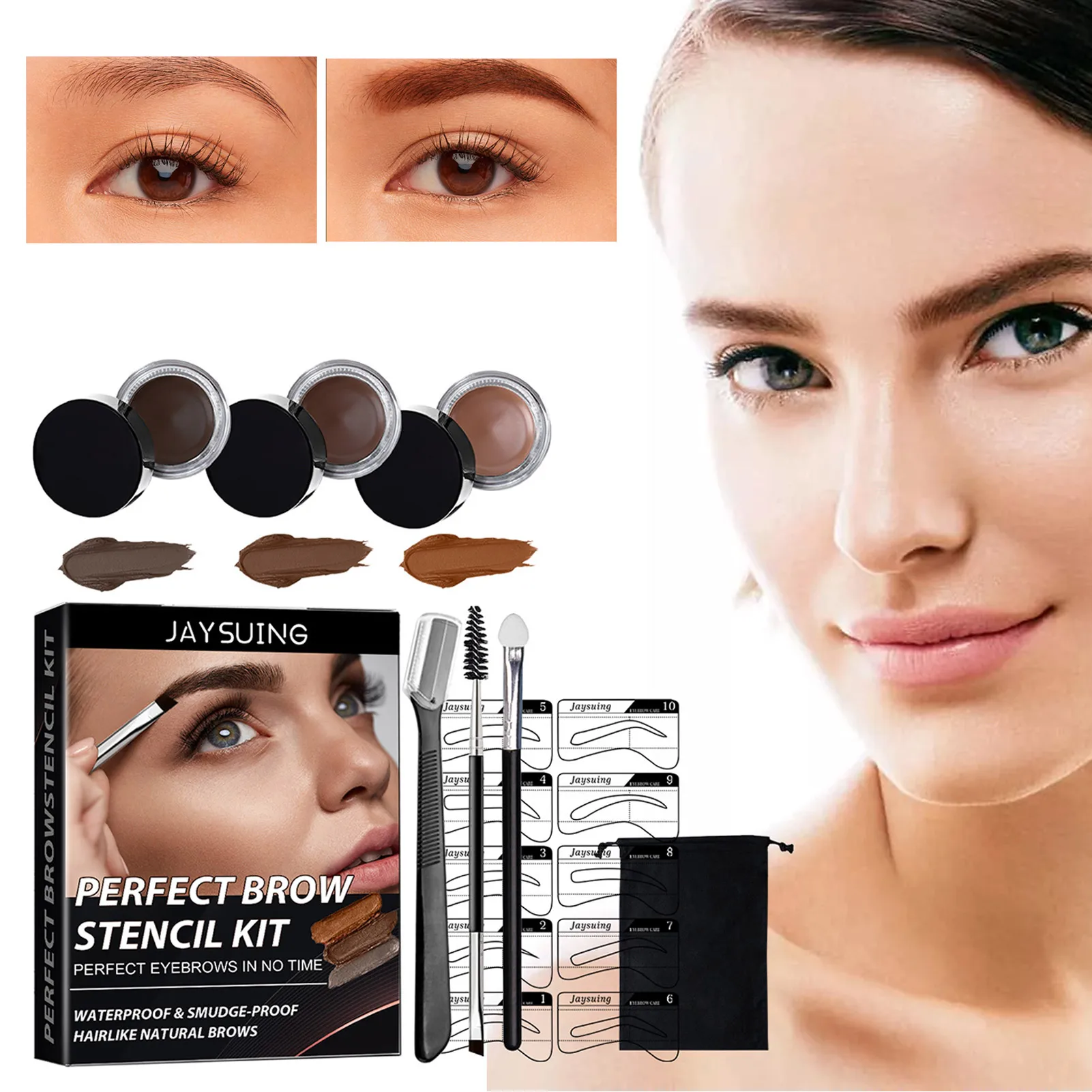 

Eyebrow Pomade Brow Mascara Natural Waterproof Long Lasting Creamy Texture 4 Colors Tinted Sculpted Brow Gel with Brush