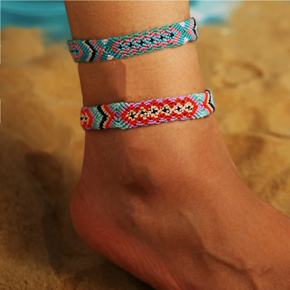 

Bohemian Adjustable Woven Anklets Bracelets for Women Girl Summer Beach Braided Handnade Friendship Leg Foot Barefoot Jewelry