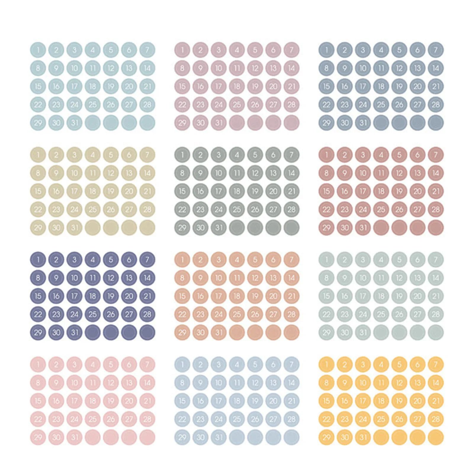 

Календарь-наклейка, принадлежности для годовых планов, украшение с круглыми цифрами, календарь, доска для ежедневного и еженедельного план...