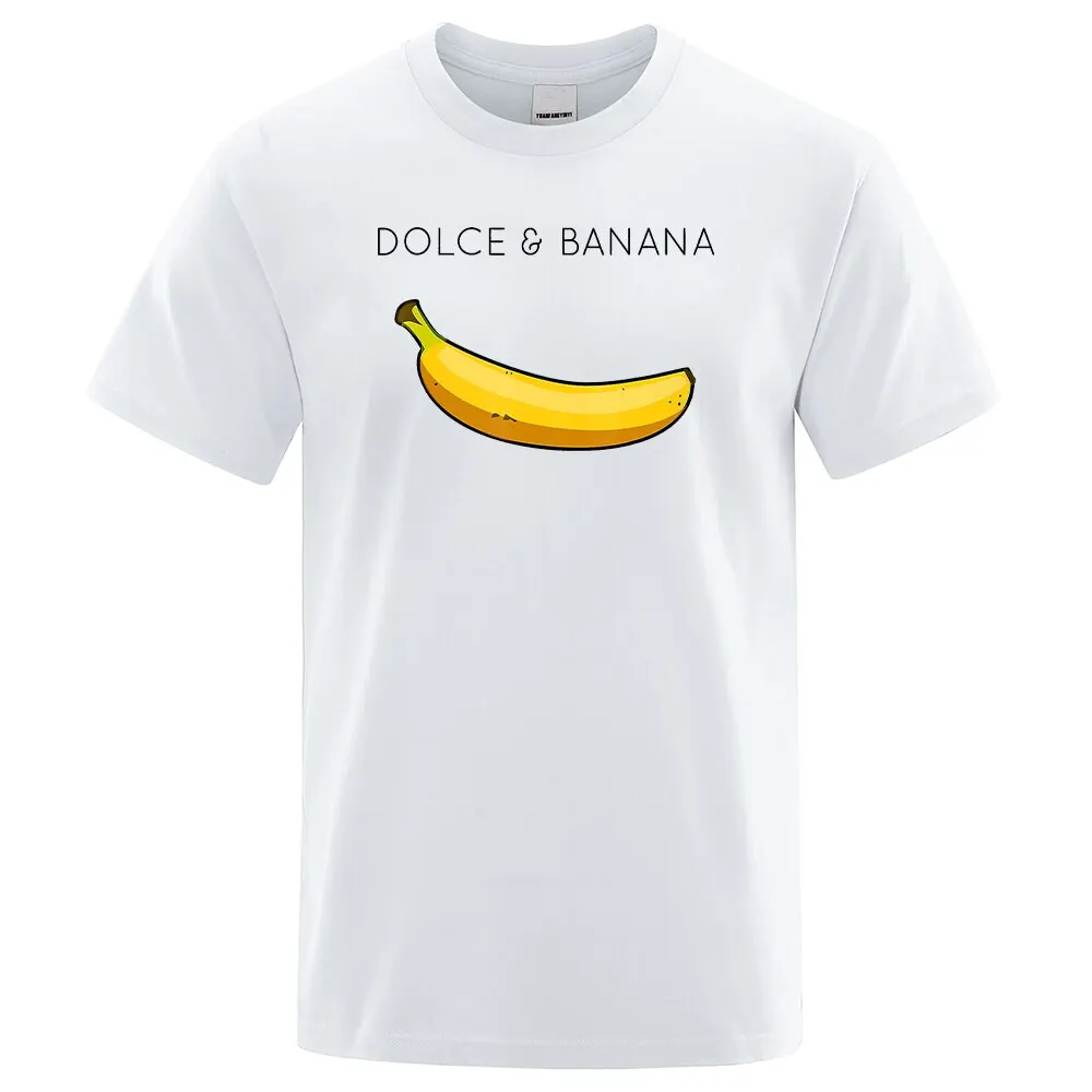 

Dolce & Banana Print Mens T-shirts Crewneck Respirável Tops De Grandes Dimensões Confortável Tshirt Dos Homens De Manga Curta