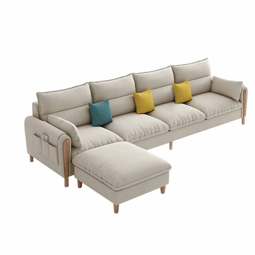 

Cotton Linen Living Room Sofas Three People Couch High Density Sponge Soft Comfortable Not Easy Out Of Shape Breathable