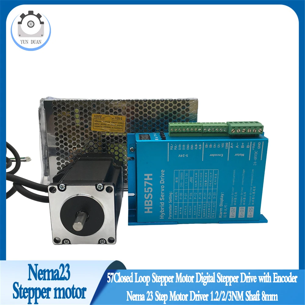 57Closed Loop Stepper Motor Digital Stepper Drive with Encoder 4A Nema 23 Step Motor Driver 1.2/2/3NM Shaft 8mm Easy Servo Motor